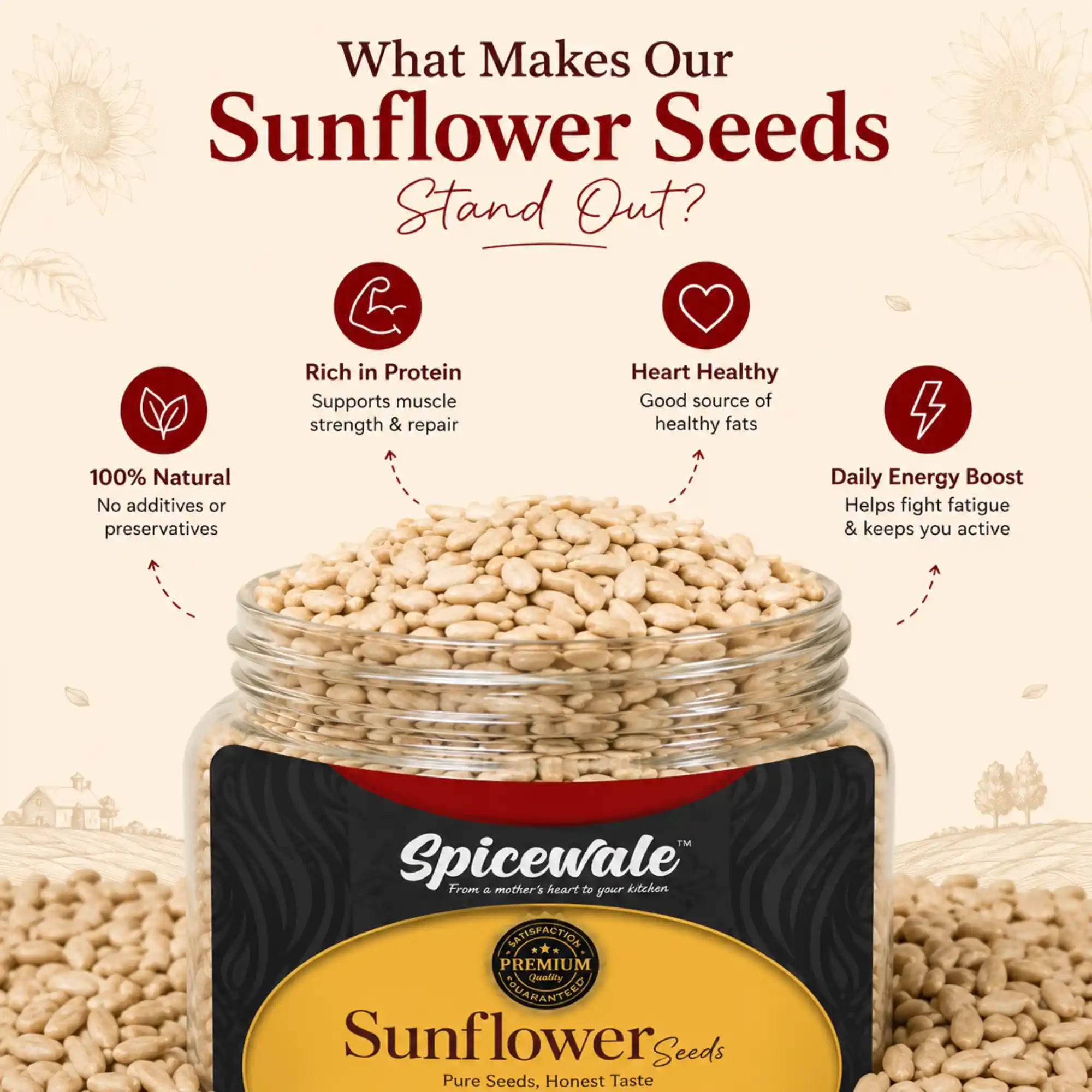 Sunflower Seeds, Raw, Vitamin E Rich