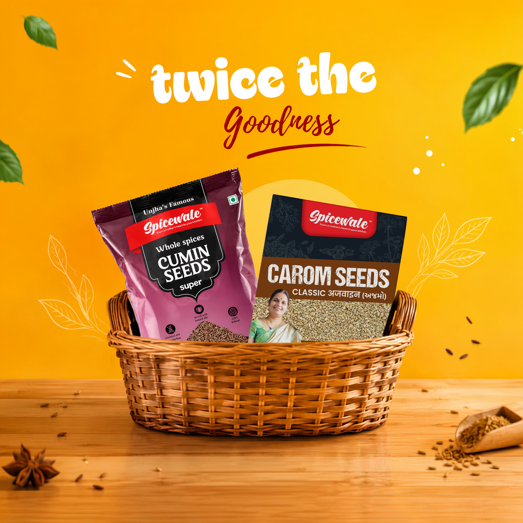 Spicewale Cumin Seeds & Carom Seeds Combo | Whole Jeera & Ajwain | Premium Natural Indian Spices | 500 g