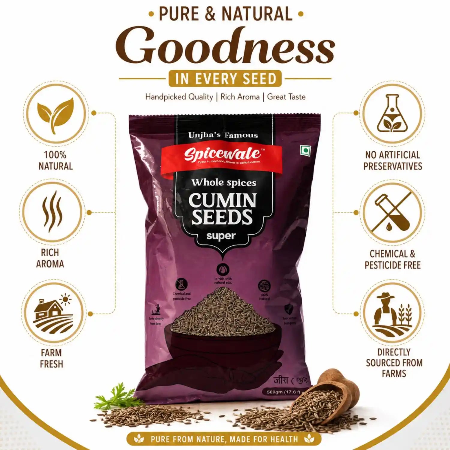 Jeera, Whole Cumin Seeds, Stone-Free