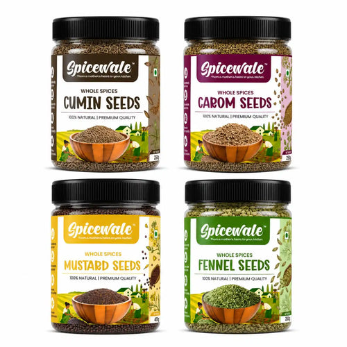 4-Jar Spice Combo, Jeera, Saunf, Ajwain and Rai