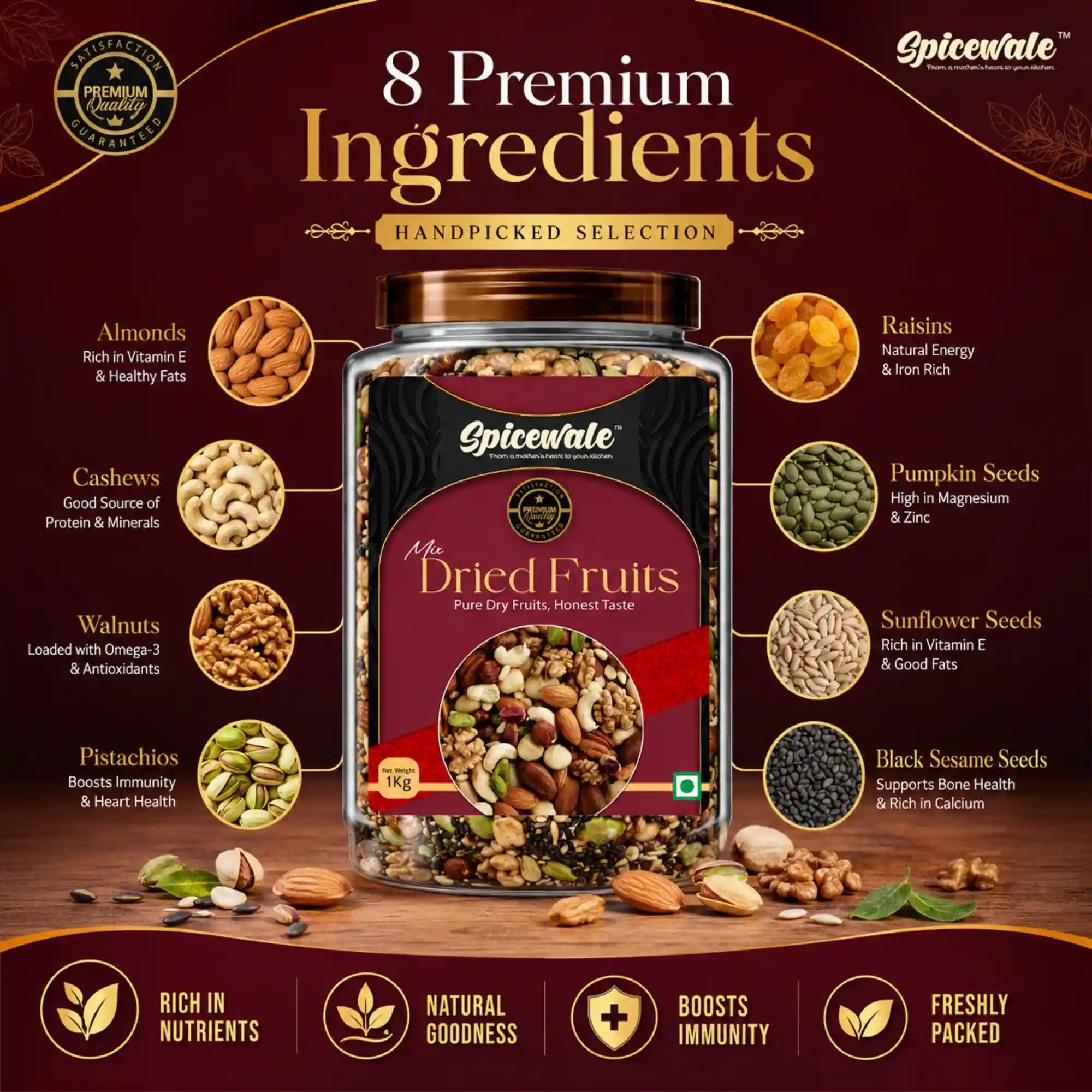 Mix Dried Fruits, Natural, No Added Sugar