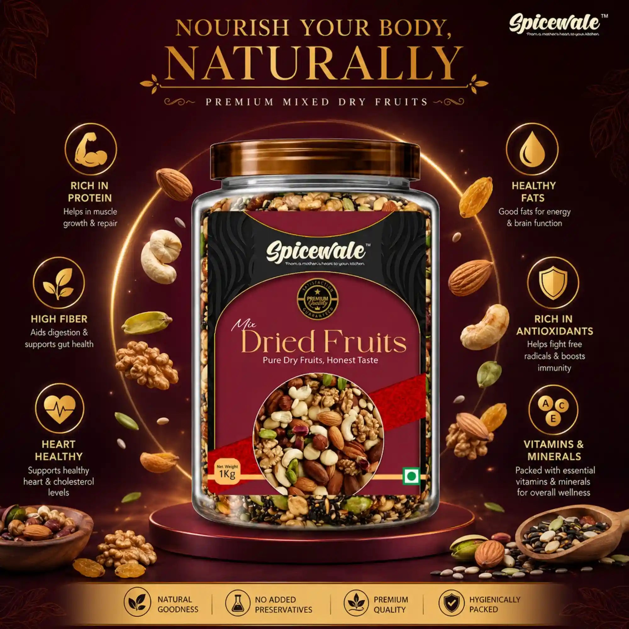 Mix Dried Fruits, Natural, No Added Sugar