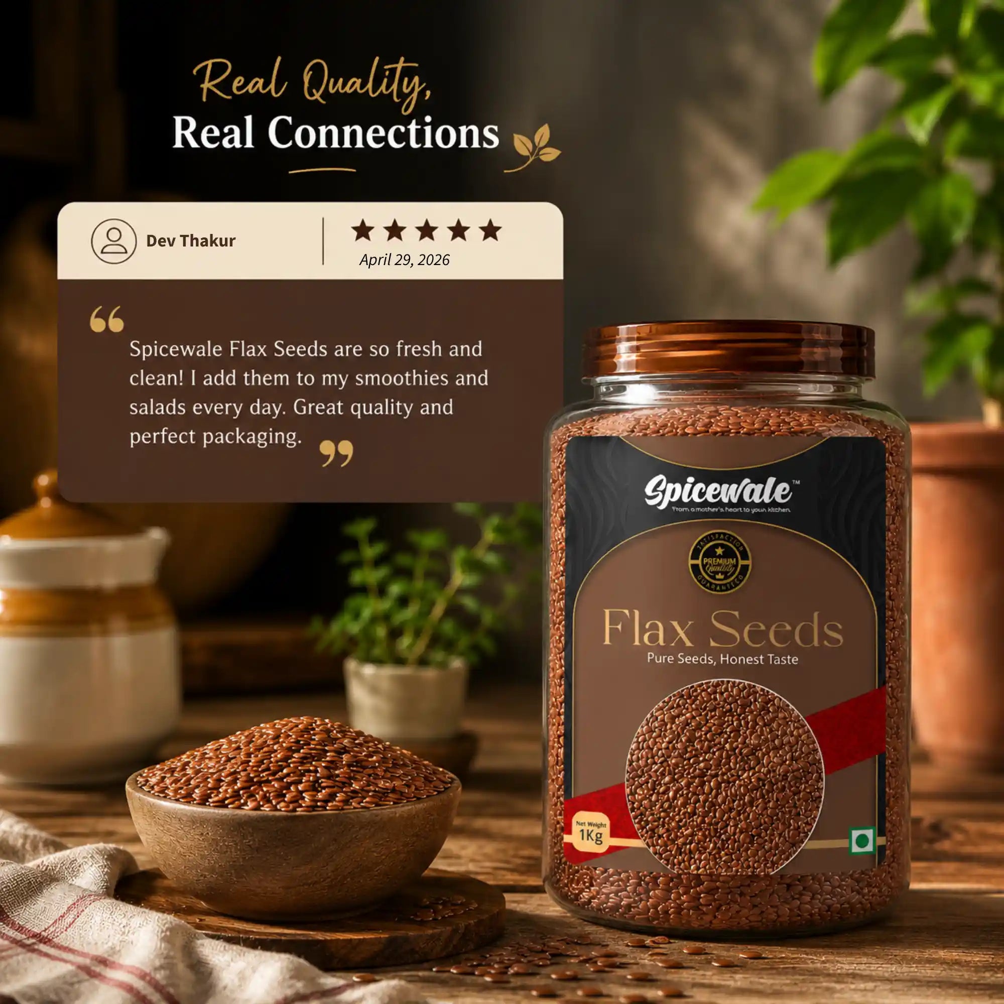 Flax Seeds, Alsi, Double Sortex, Omega-3 Rich