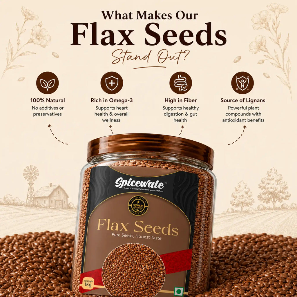 Flax Seeds, Alsi, Double Sortex, Omega-3 Rich
