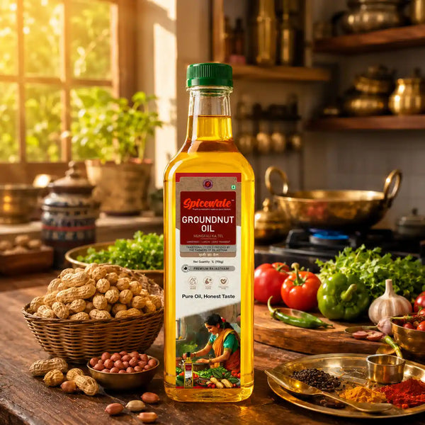 Cold Pressed Groundnut Oil, Kachi Ghani, 1 Litre