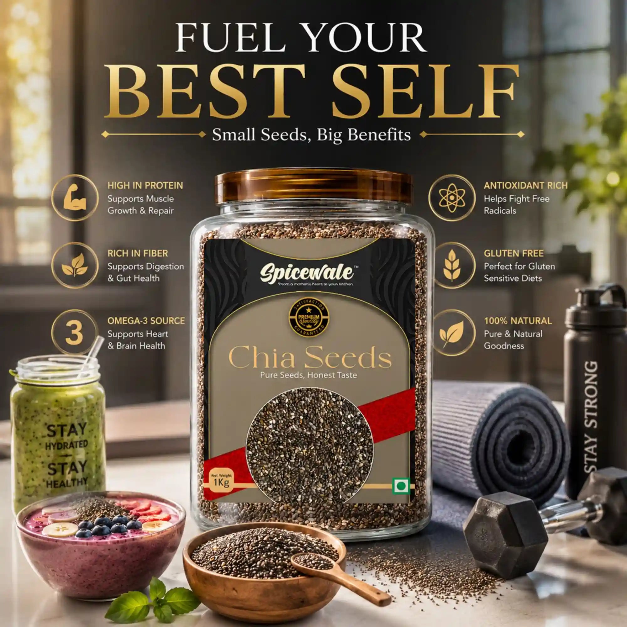 Chia Seeds, Double Sortex, Omega-3 Rich