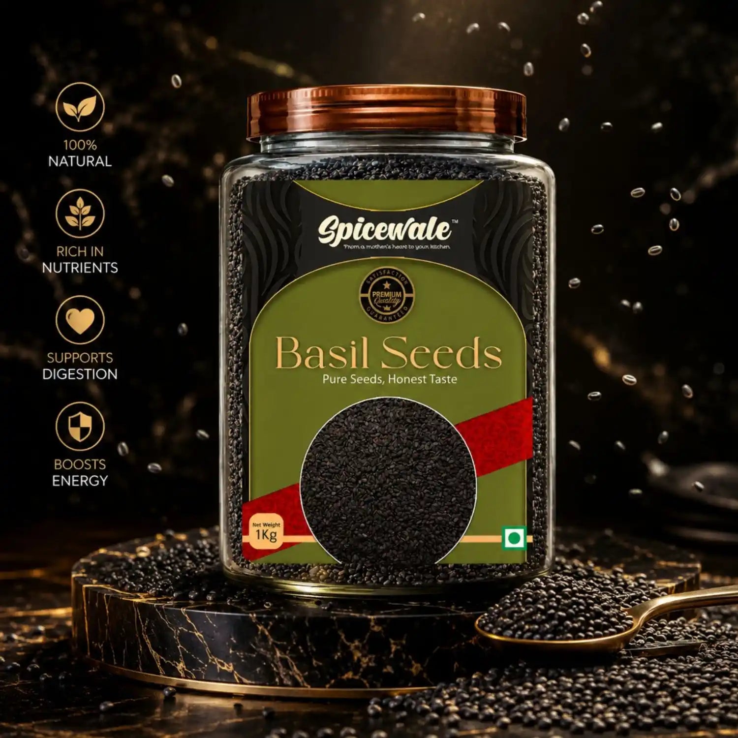 Basil Seeds, Sabja Tukmaria, Double Sortex