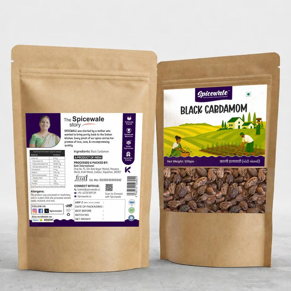 Black Cardamom, Badi Elaichi, Whole Pods, Cleaned In-House, Smoky Aroma