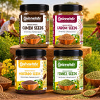 4-Jar Spice Combo, Jeera, Saunf, Ajwain and Rai