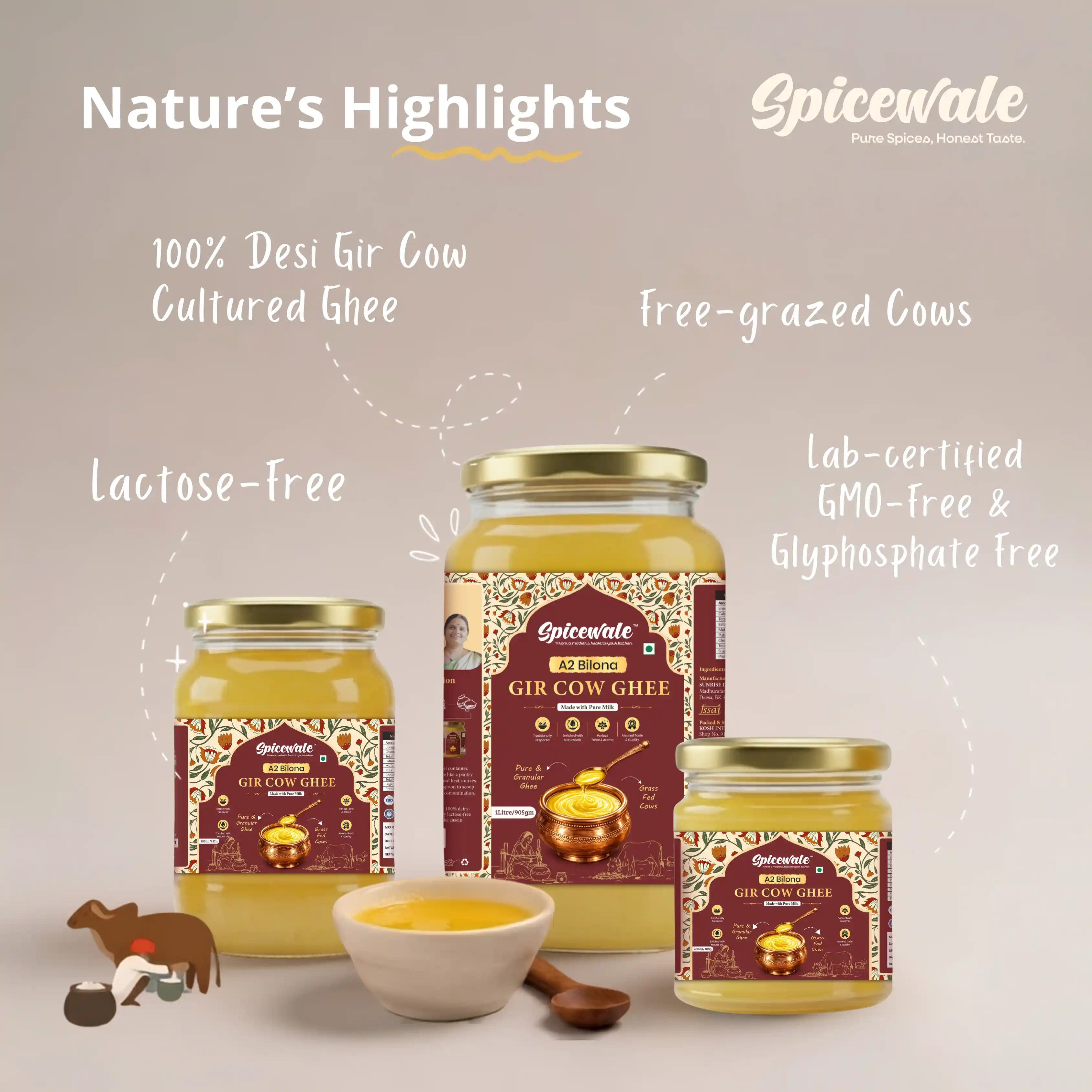Bilona A2 Ghee, Glass Jar, Hand-Churned