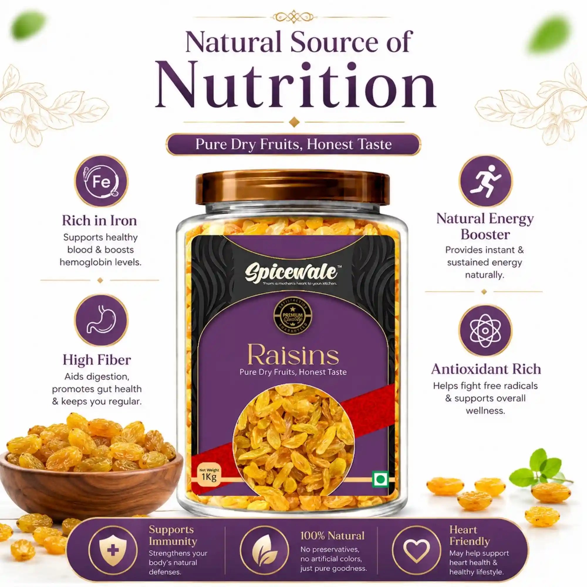 Raisins, Kishmish, Sun-Dried, No Preservatives