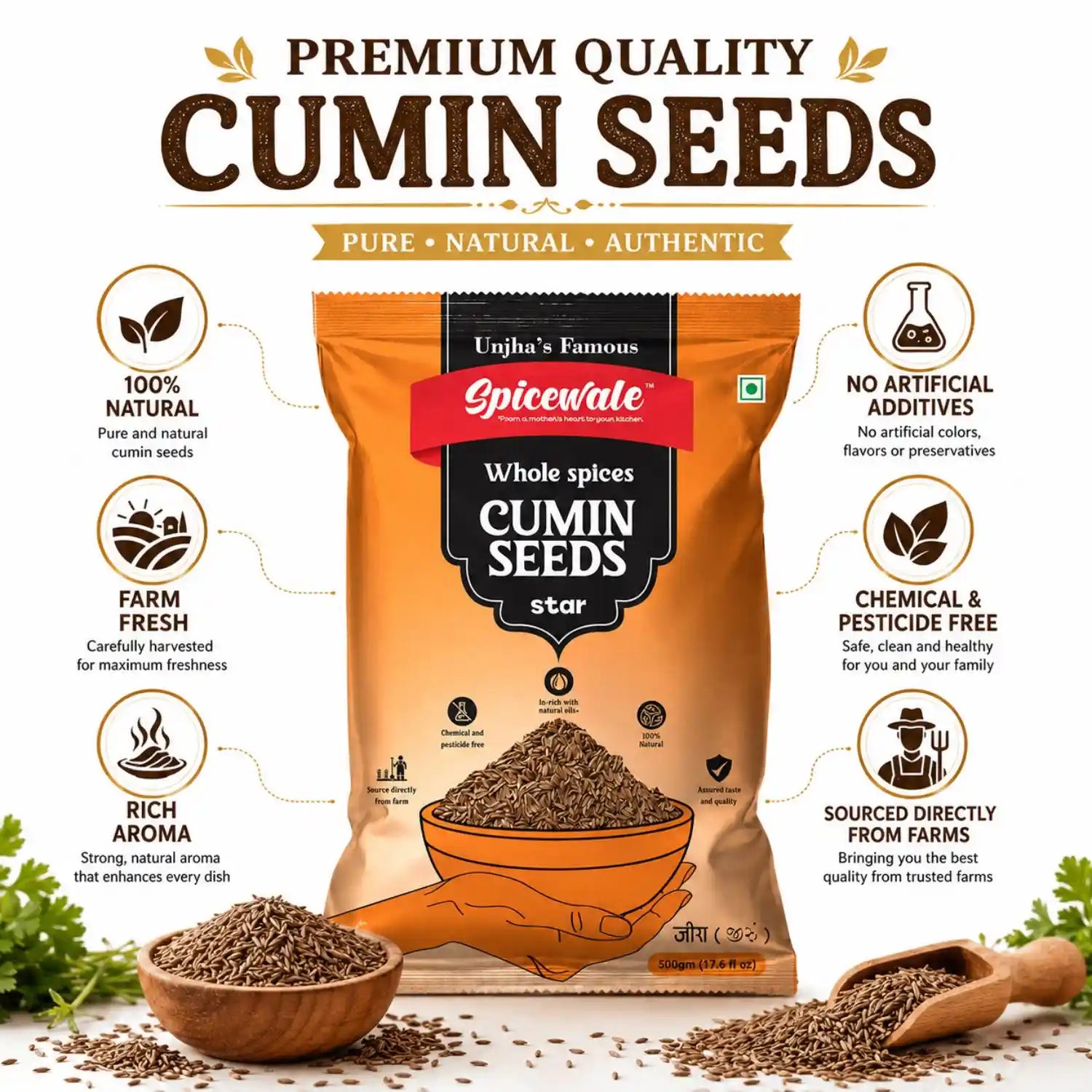Jeera Star, Premium Whole Cumin, Stone-Free