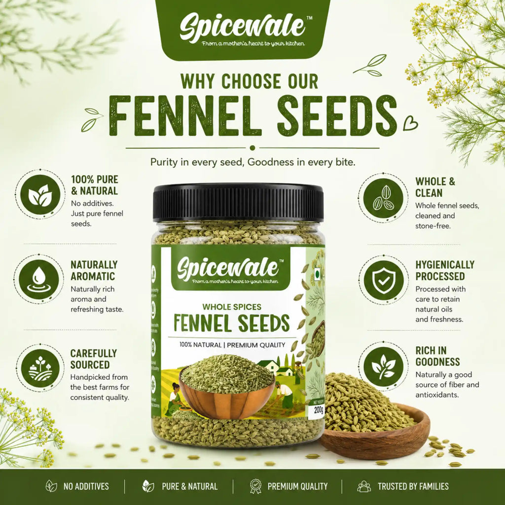 Saunf, Whole Fennel Seeds, Stone-Free