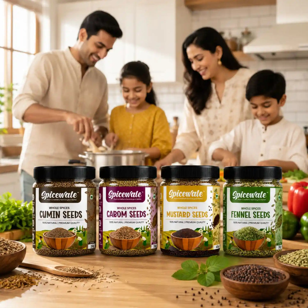 4-Jar Spice Combo, Jeera, Saunf, Ajwain and Rai