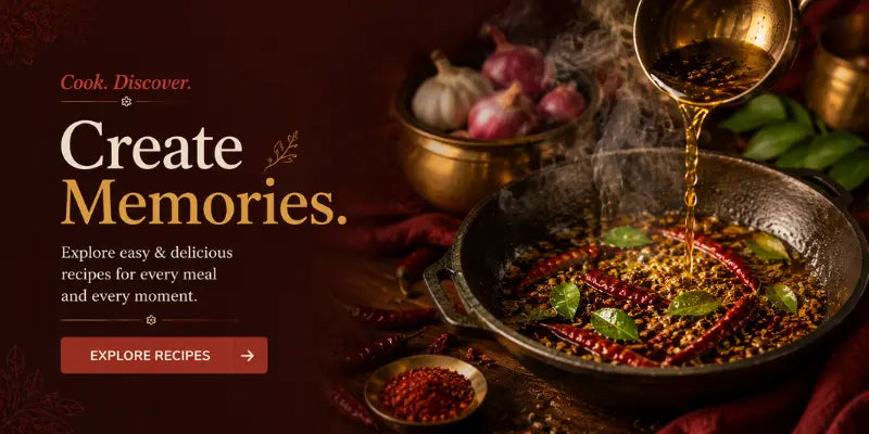 Spicewale banner featuring a family enjoying an Indian meal at a dining table with traditional dishes, fresh chapatis, and bowls of curry. The banner highlights the 'Good food starts with honest ingredients' message alongside a 10% off offer and icons representing pure ingredients, honest sourcing, traditional methods, and made with care.